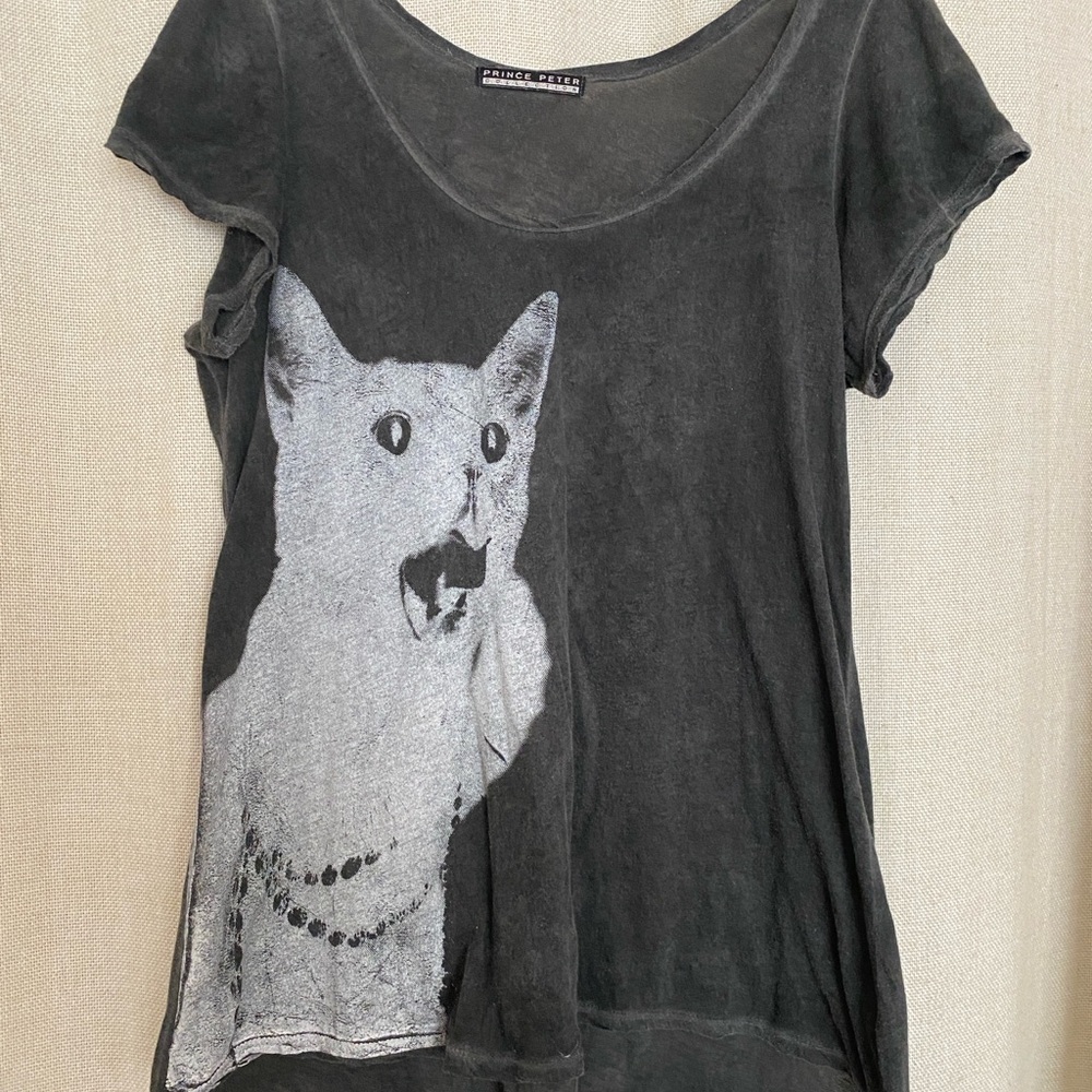 Gray Cat Graphic T-Shirt by Prince Peter